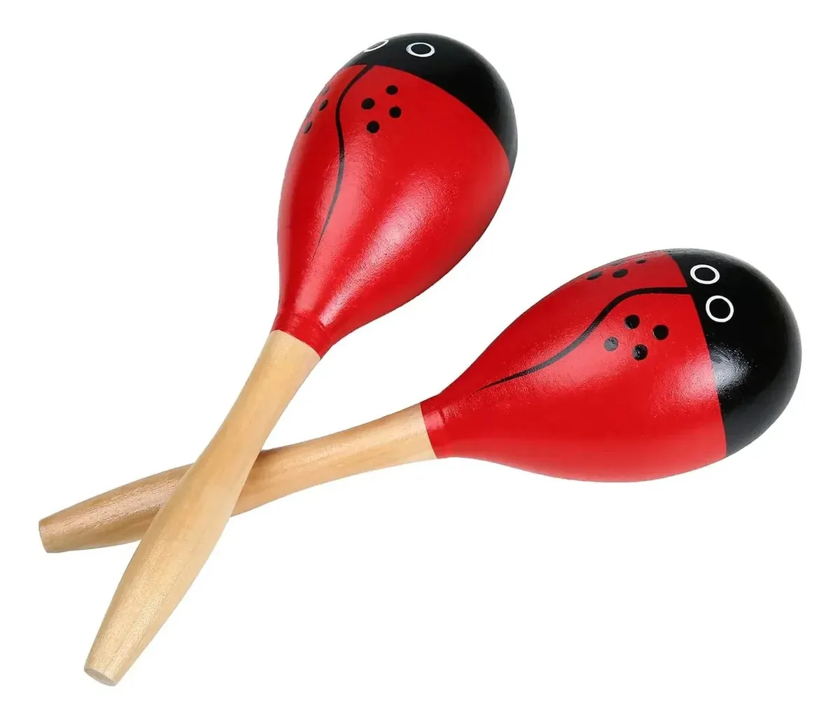Maracas de madeira para crianças e adultos - som vermelho brilhante