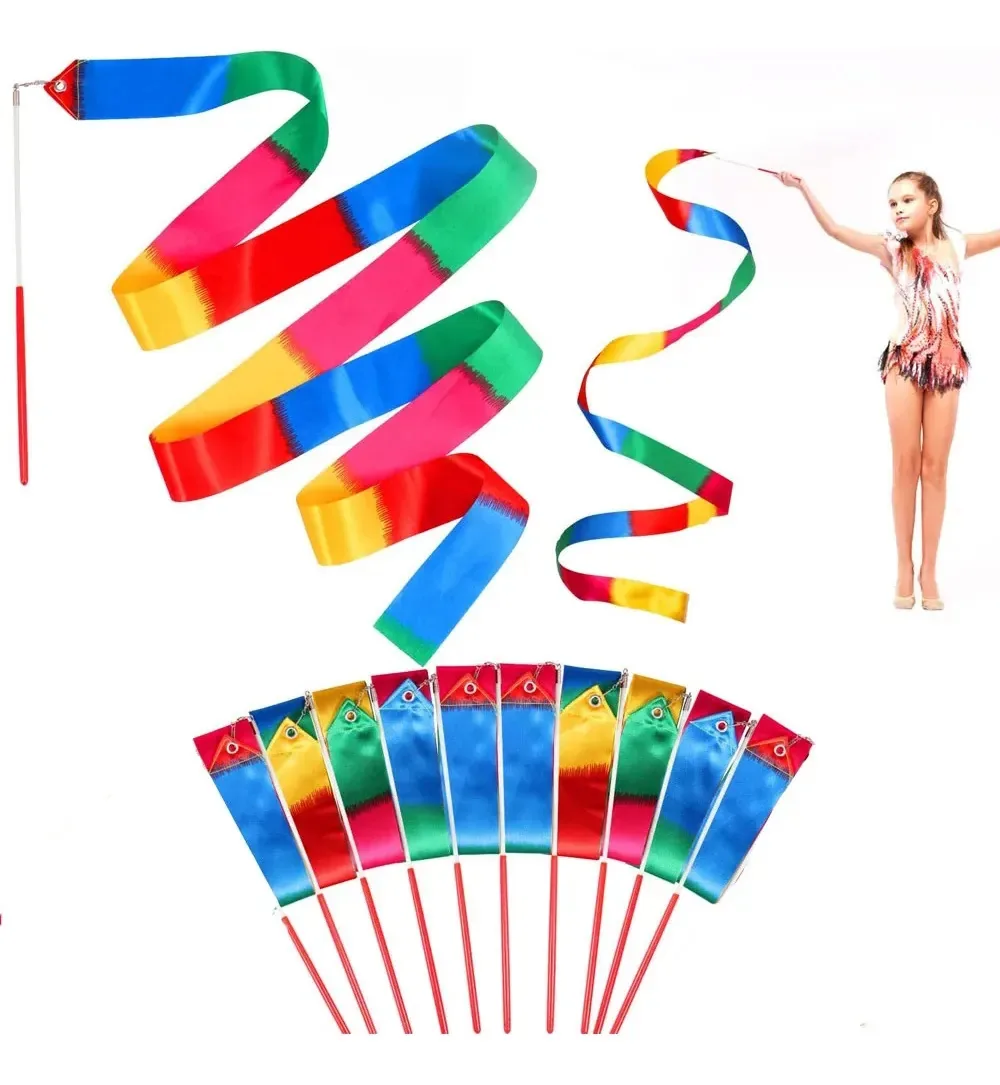 10 fitas coloridas para ginástica rítmica para crianças