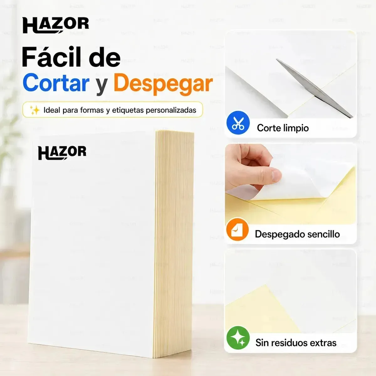 100 folhas de papel de vinil adesivo espessado A4, vinis brilhantes