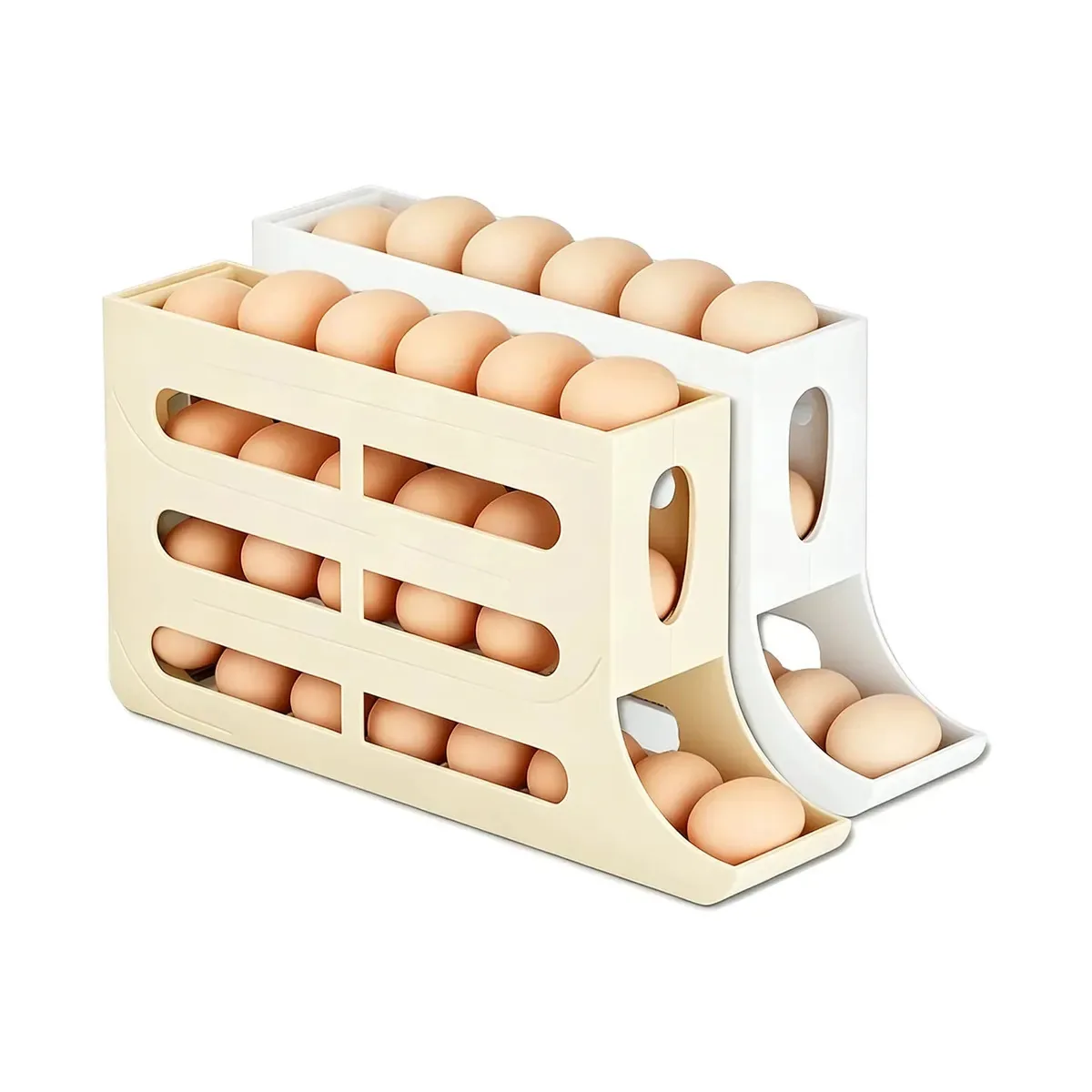 Distribuidor Automático De Ovos Rolando Bandeja De Ovos, Rolo De Ovos Geladeira Que Economiza Espaço-bege