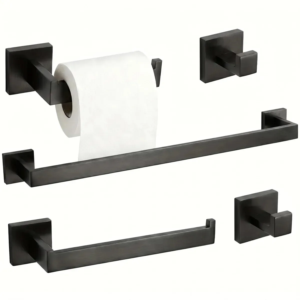 Kit Acessorios Para Banheiro 5 Peças Inox Porta Toalha Preto