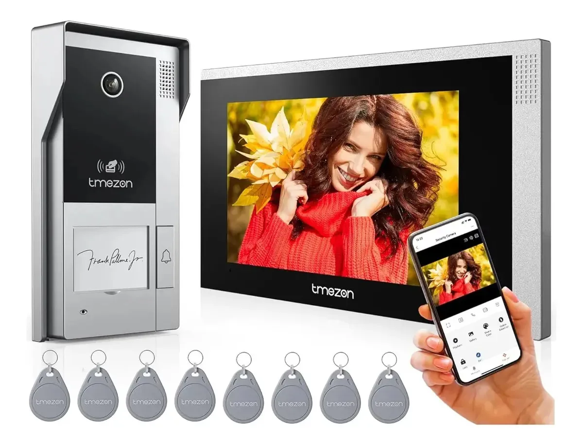 Campainha de vídeo Wifi 1080p com monitor e visão noturna