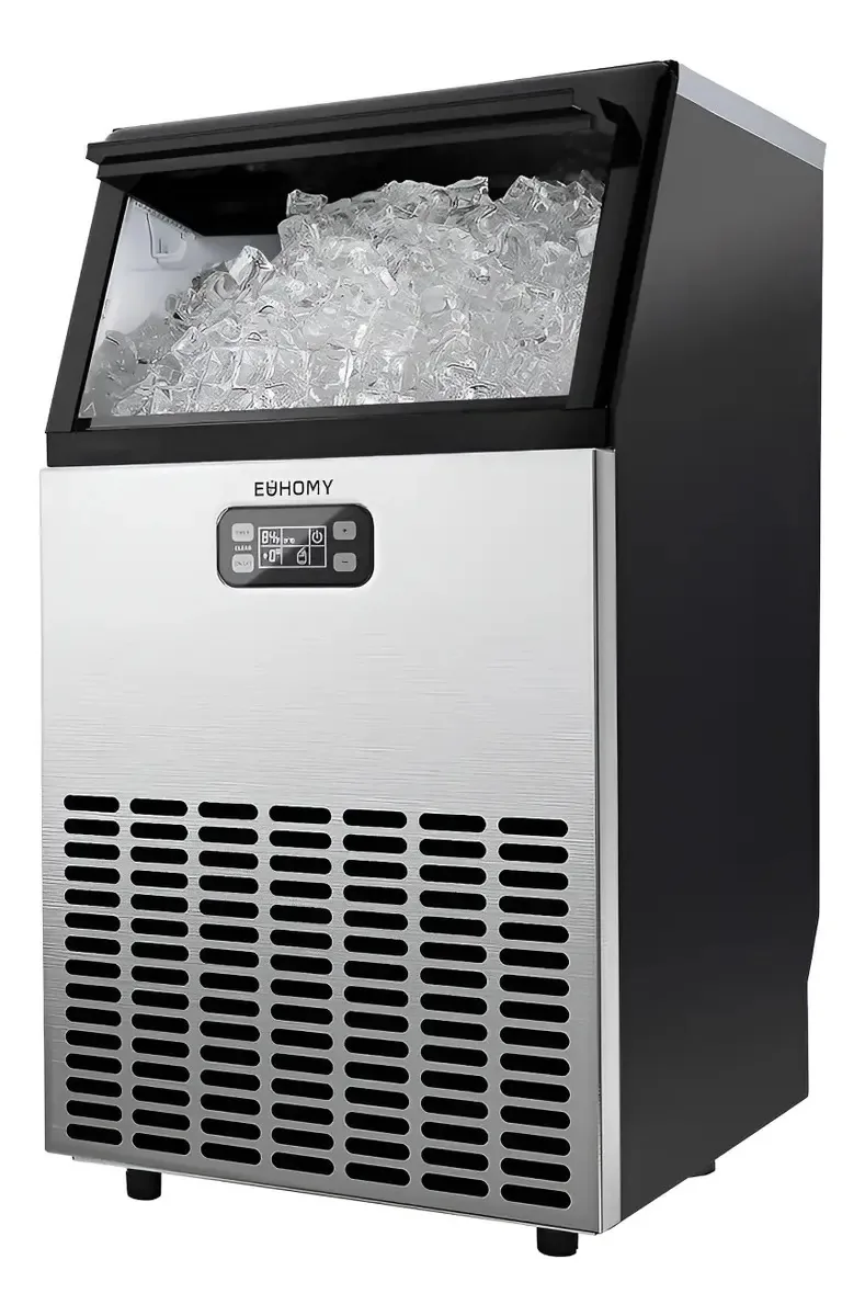 Máquina de gelo comercial eficiente em aço inoxidável