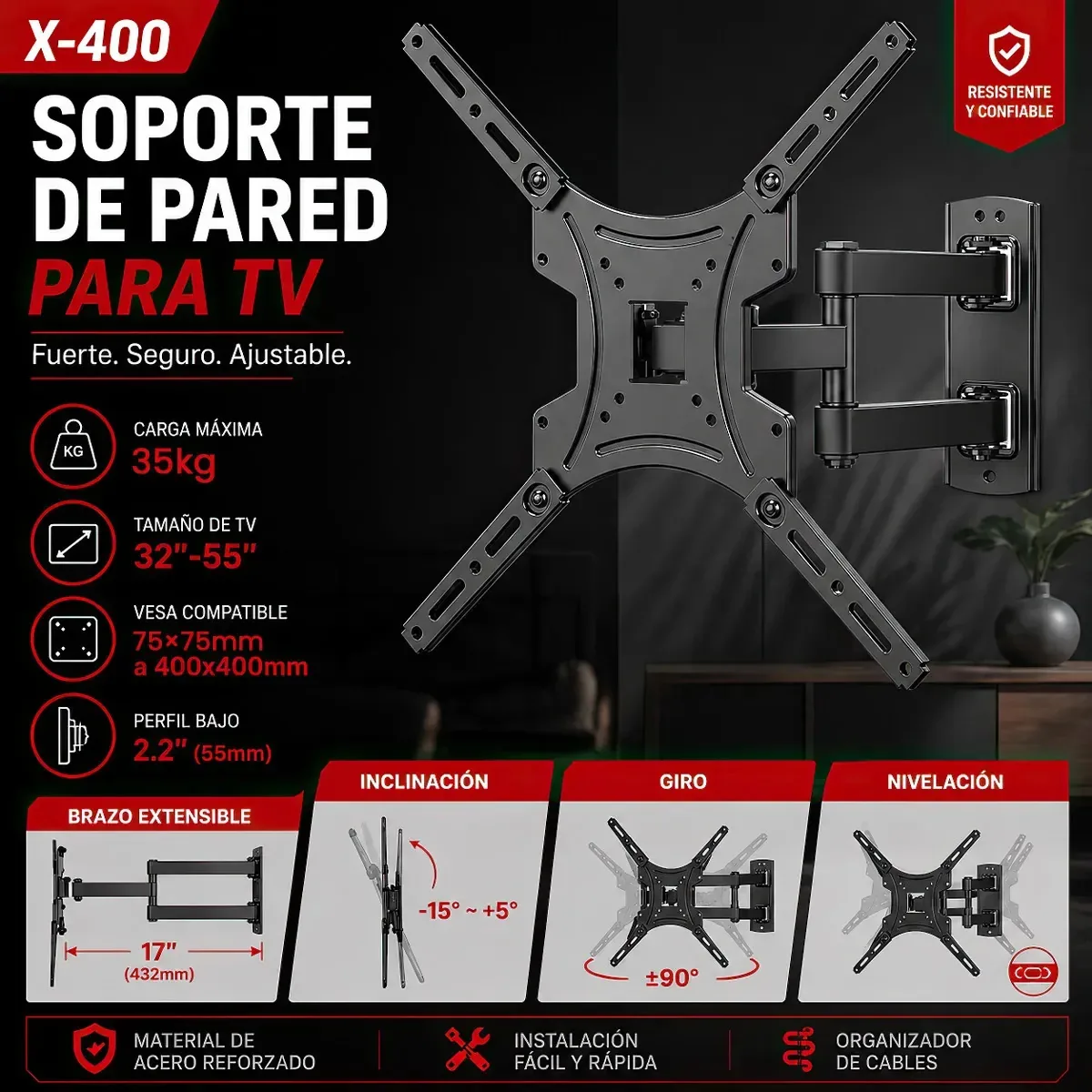 Suportes de tela de TV Jakasa, suporte giratório de parede para TV, suportes de TV 56