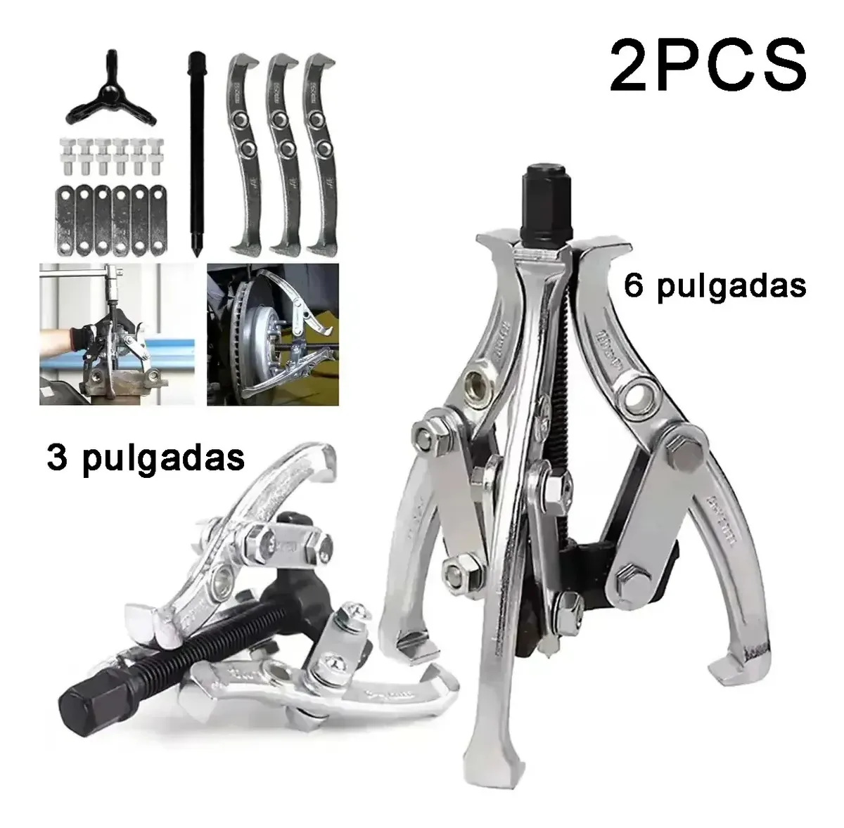 Extrator de engrenagem de polia reversível, braços de forjamento, aprimoramento, extração de polia para roda, engrenagem de polia, extrator de rolamentos, adequado para reparo automotivo e...