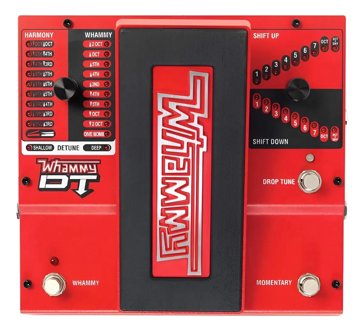 Pedal de efeitos Whammy & Drop Tune para guitarra vermelha