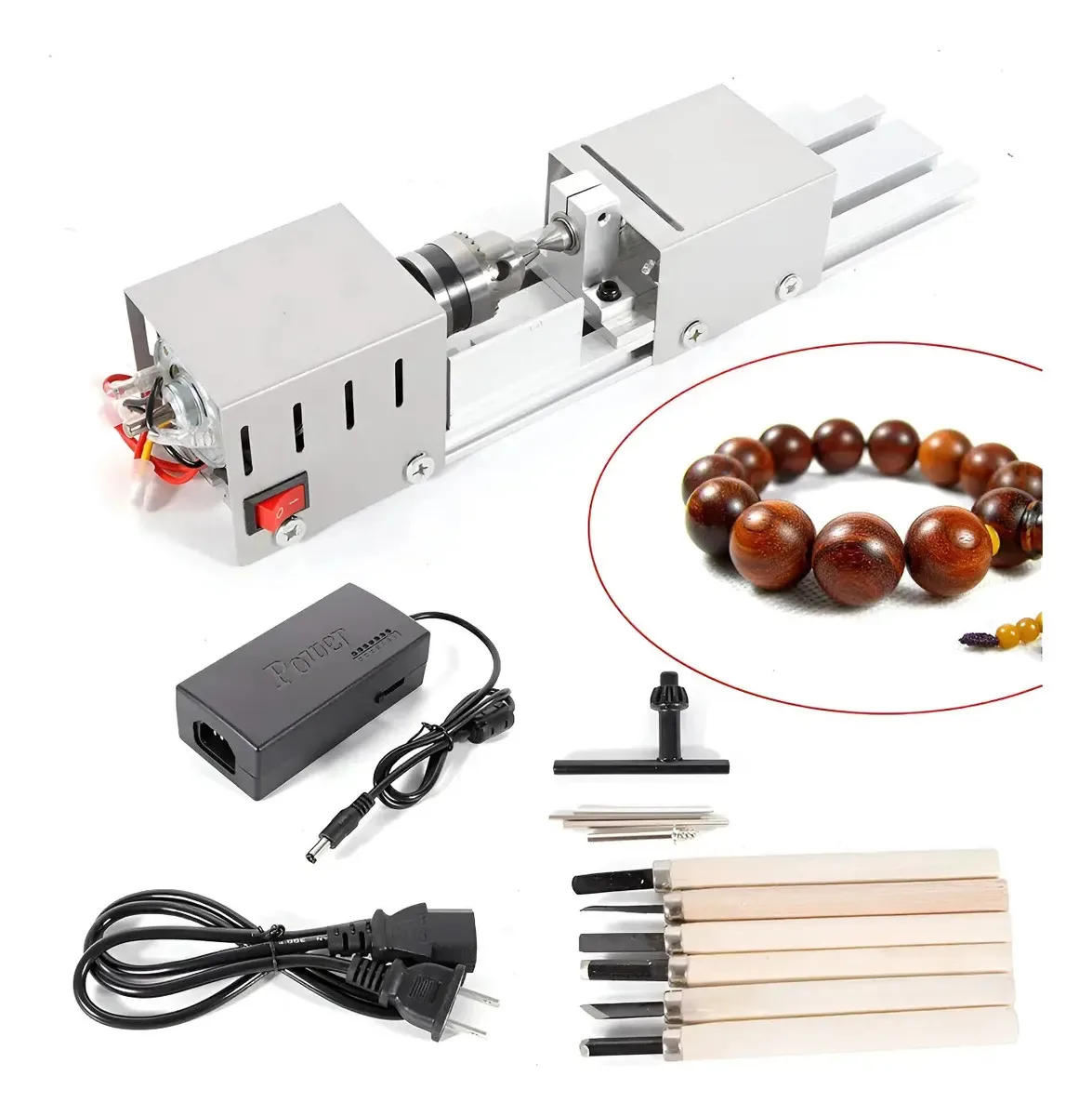 Mini torno de madeira portátil para bricolage e marcenaria