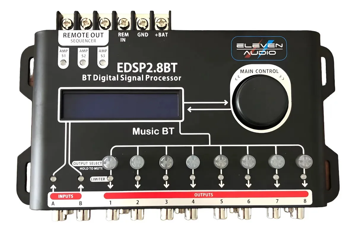Processador digital Dsp 8 Ch Eleven Audio EDSP2.8bt preto