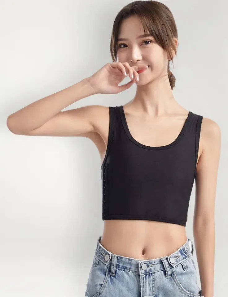 Tops Compressão Chest Binder Colete Sem Mangas Sol Cor Preto Tamanho Gg/xl
