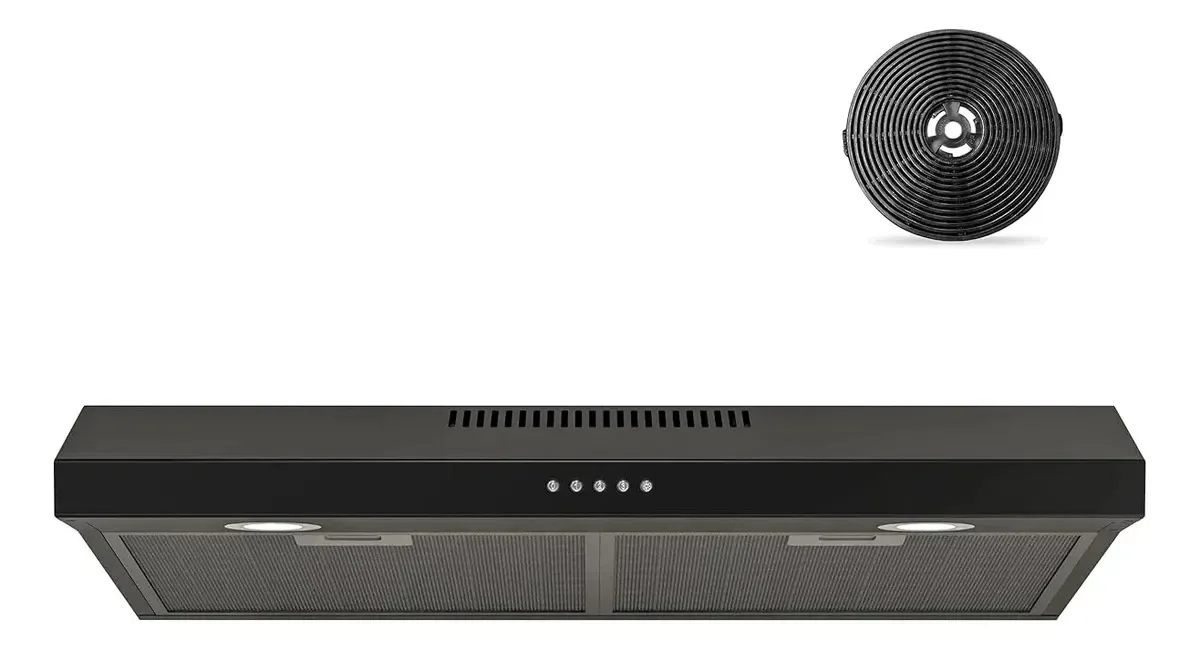 Capuz de escape preto silencioso com luz LED e 3