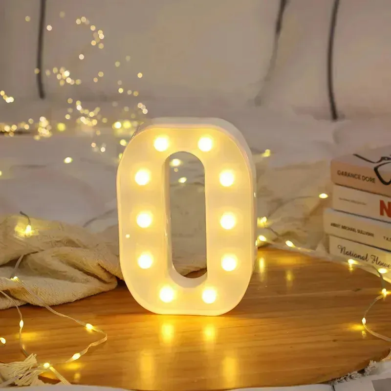 Números, letras, sinais luminosos, luzes LED decorativas para festas, cor O