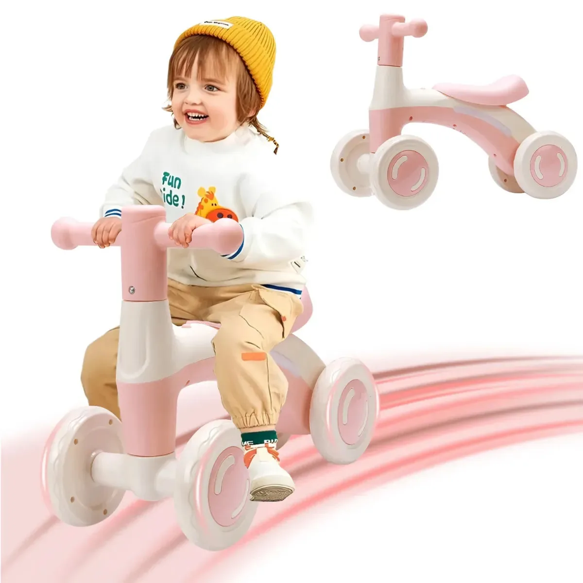 Bicicleta de equilíbrio para crianças rosa sem pedais