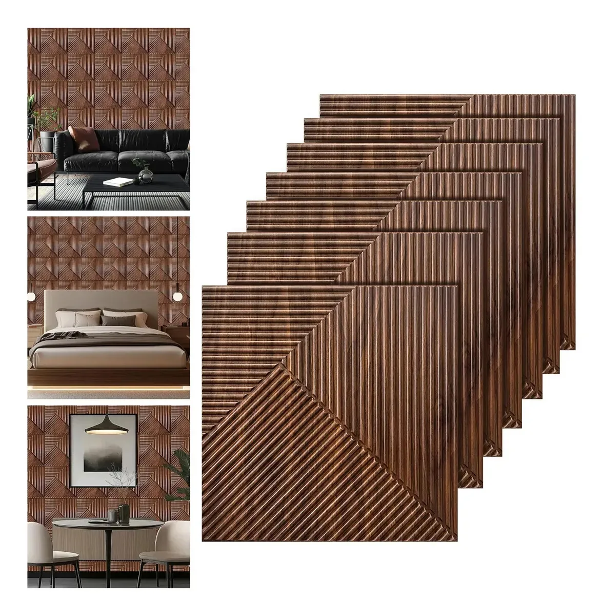 Painéis de parede decorativos 3D, Painel decorativo de PVC 3D, 12 peças