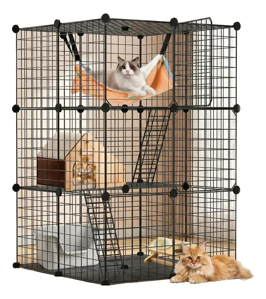 Curral portátil dobrável para animais de estimação Ktmouw para cães, gatos pequenos, coelhos, gaiolas para gatos, currais e cães, ideal para ambientes internos ou externos, 109 × 75 × 75 cm preto,...