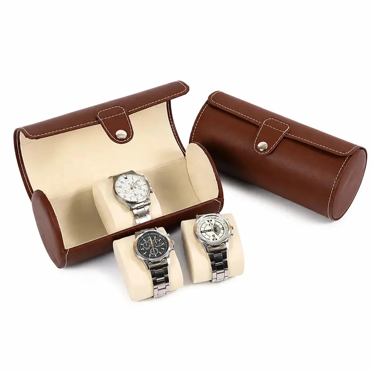 Estojo portátil Watch Box para suporte de relógio - marrom