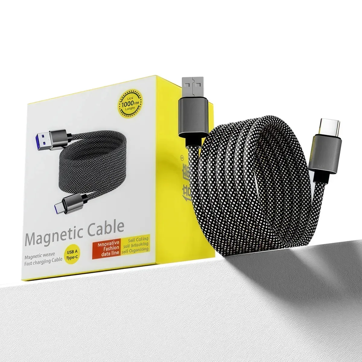 Cabos de dados USB para tipo C autoenrolados de 1 m