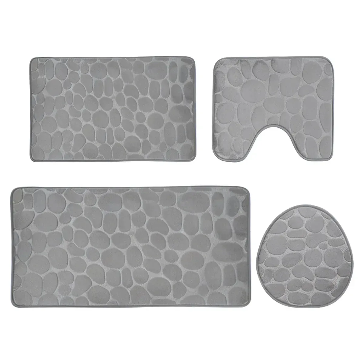 Conjunto de 4 peças de tapete de banho ultramacio antiderrapante absorvente de água, cor cinza