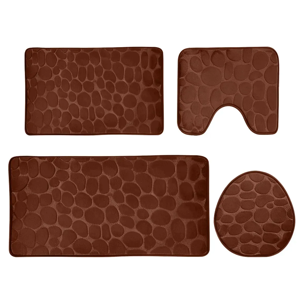 Conjunto de 4 peças de tapete de banho marrom ultramacio antiderrapante e absorvente de água