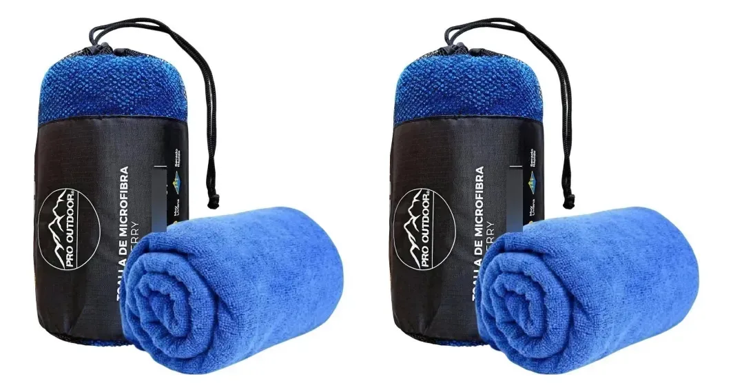 Pacote de 2 toalhas de microfibra Terry Blue Blue Lisa