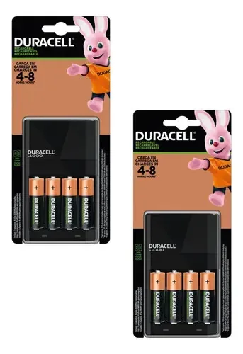 2 carregadores Duracell com 4 baterias recarregáveis Aa 2500mah Cu