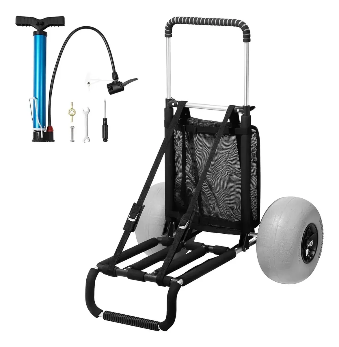 Carrinho de feira Vevor Carrito de playa preto com design lisa
