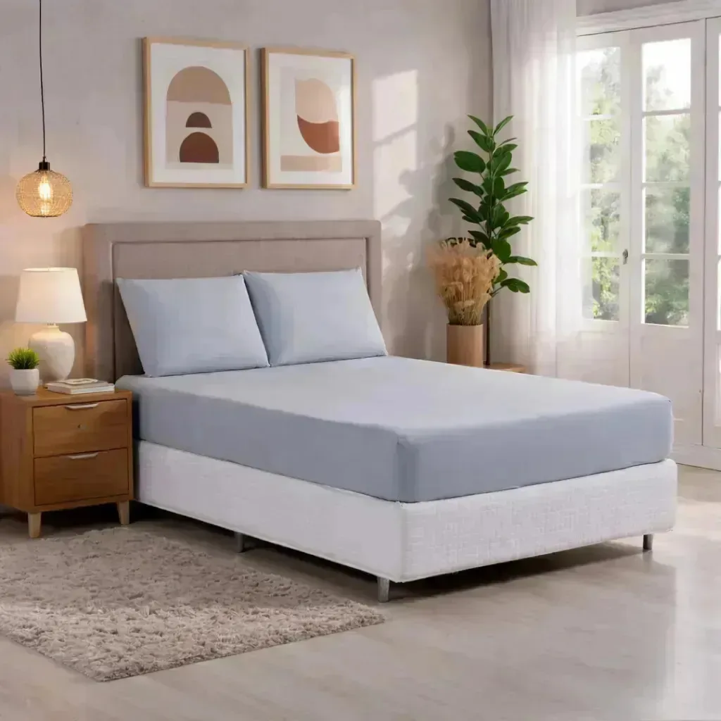 Jogo De Lençol Roupa De Cama King Com Elástico Algodão Cinza
