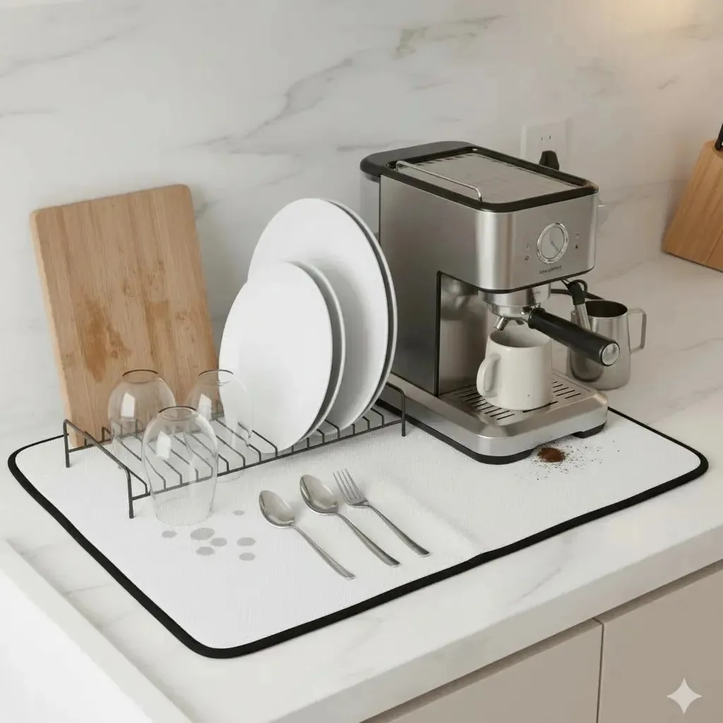 Tapete Absorvente P/ Cozinha Ideal Para Louça, E Cafeteira Cor Branco