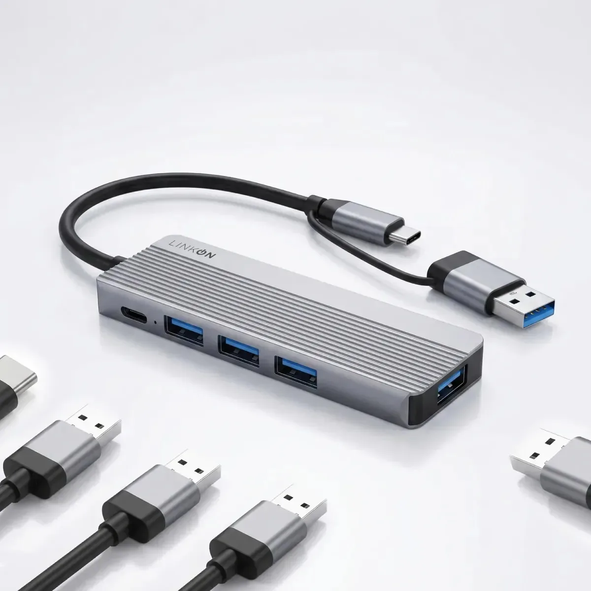 Hub de adaptador USB C Linkon 5 em 2 para Mac Macbook Windows - Alumínio