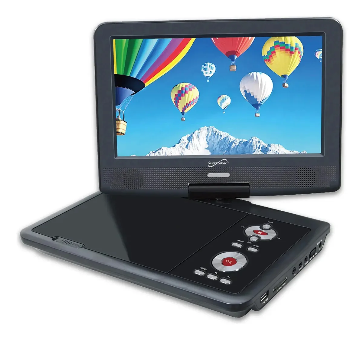 DVD DVD portátil Supersonic SC179 de 9 polegadas com USB/SD