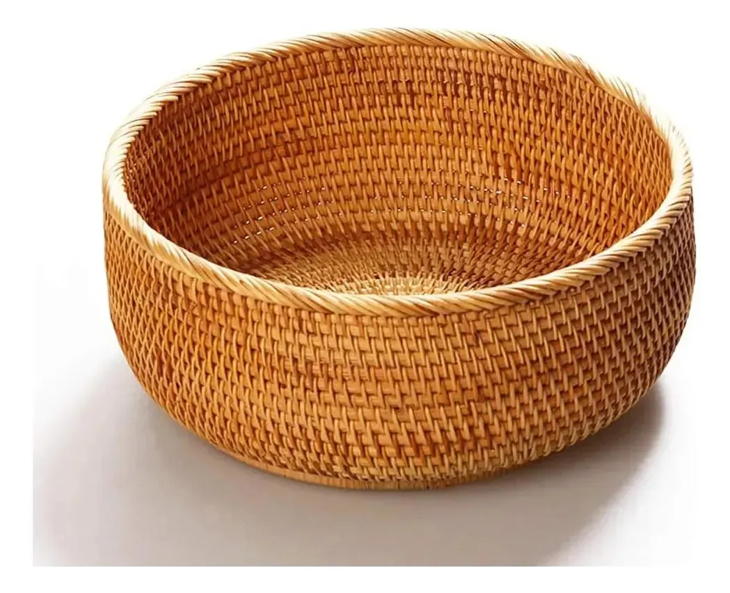 Cesta redonda de vime Amololo de 24,9 cm para frutas e bege