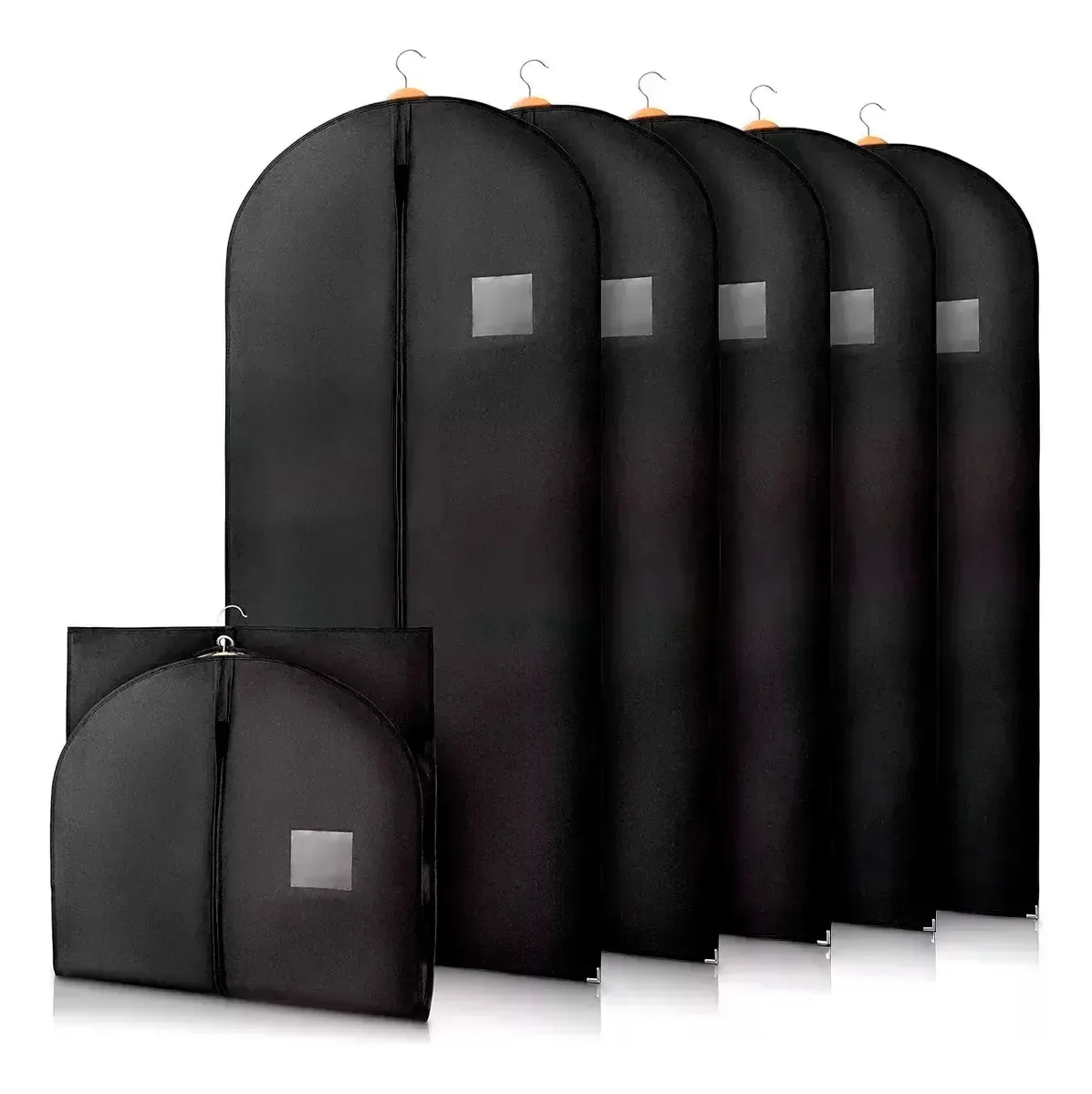 Capa protetora Dehuka para roupas, ternos, vestidos, sacos e camisas em PVC preto