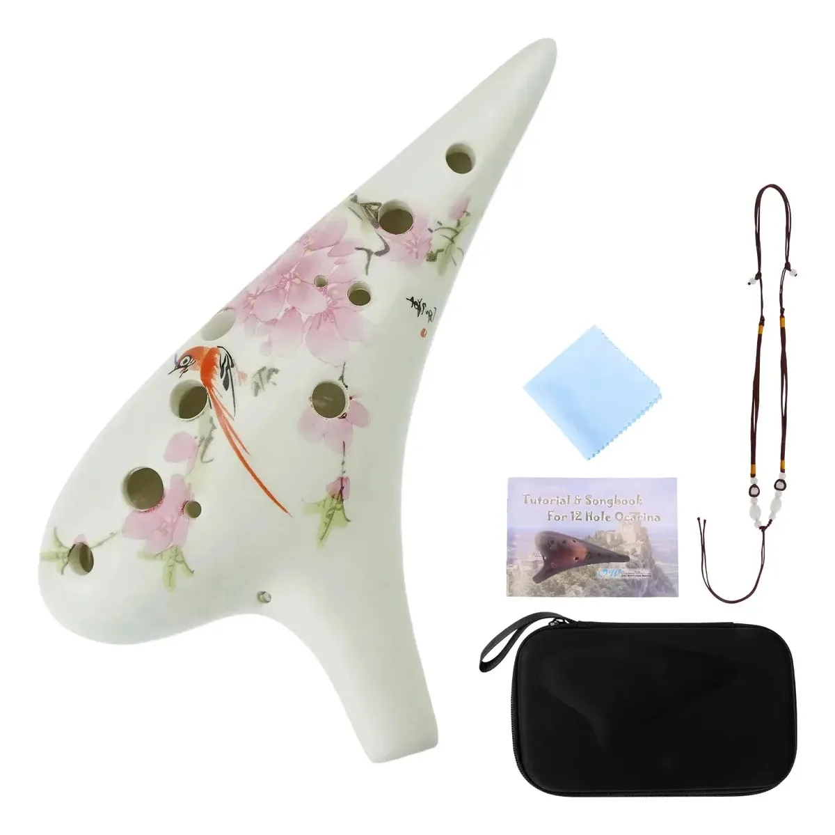 Ocarinawind - Ocarina de cerâmica de 12 furos com design. C Diatonic White