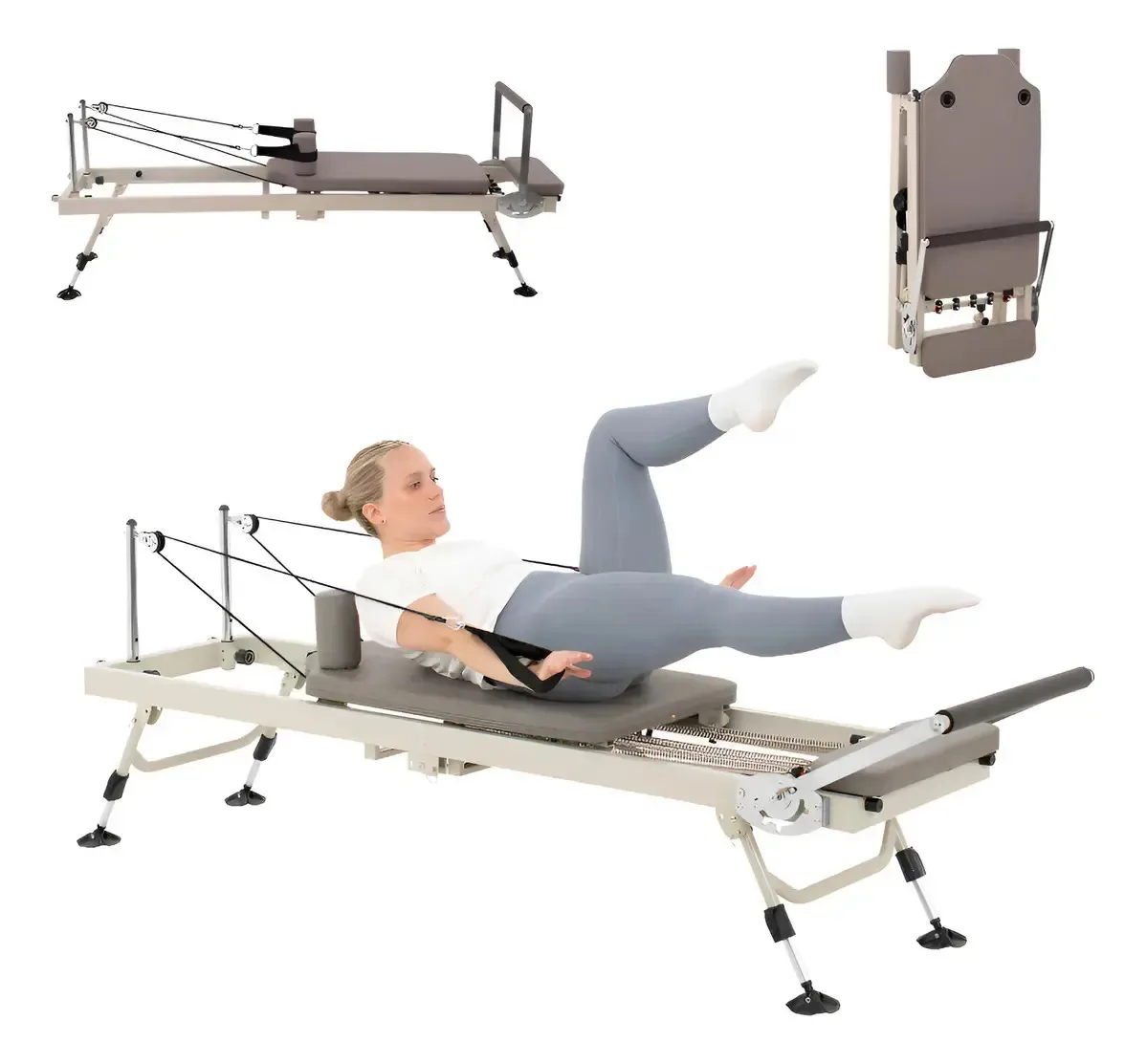 Cama de ginástica dobrável Pilates Reformer Yoga 5 Resistance Grey