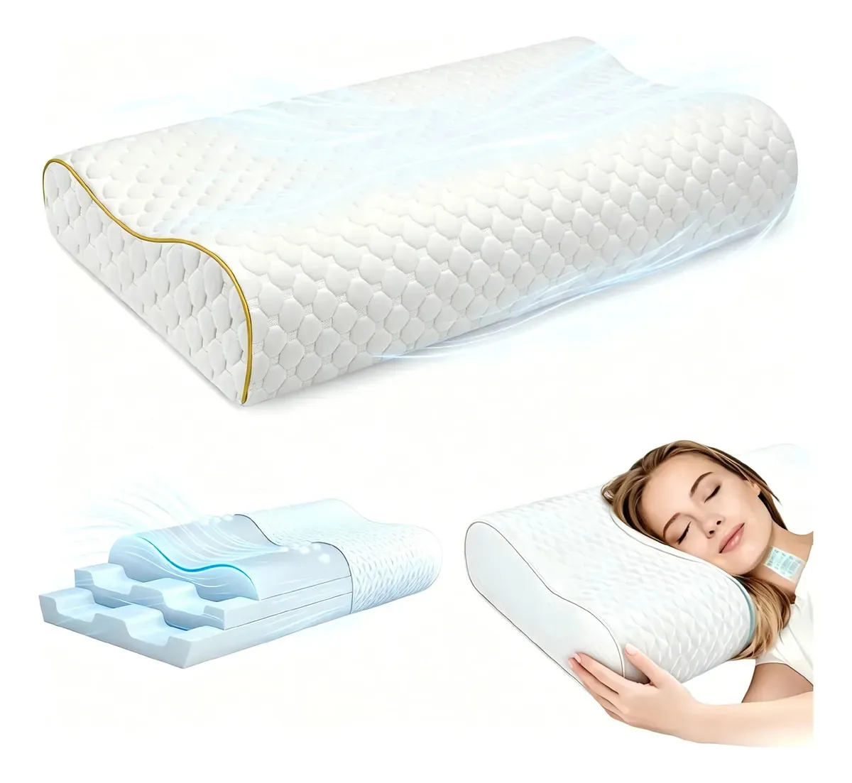 Almofada viscoelástica Almofada cervical ortopédica cor branca