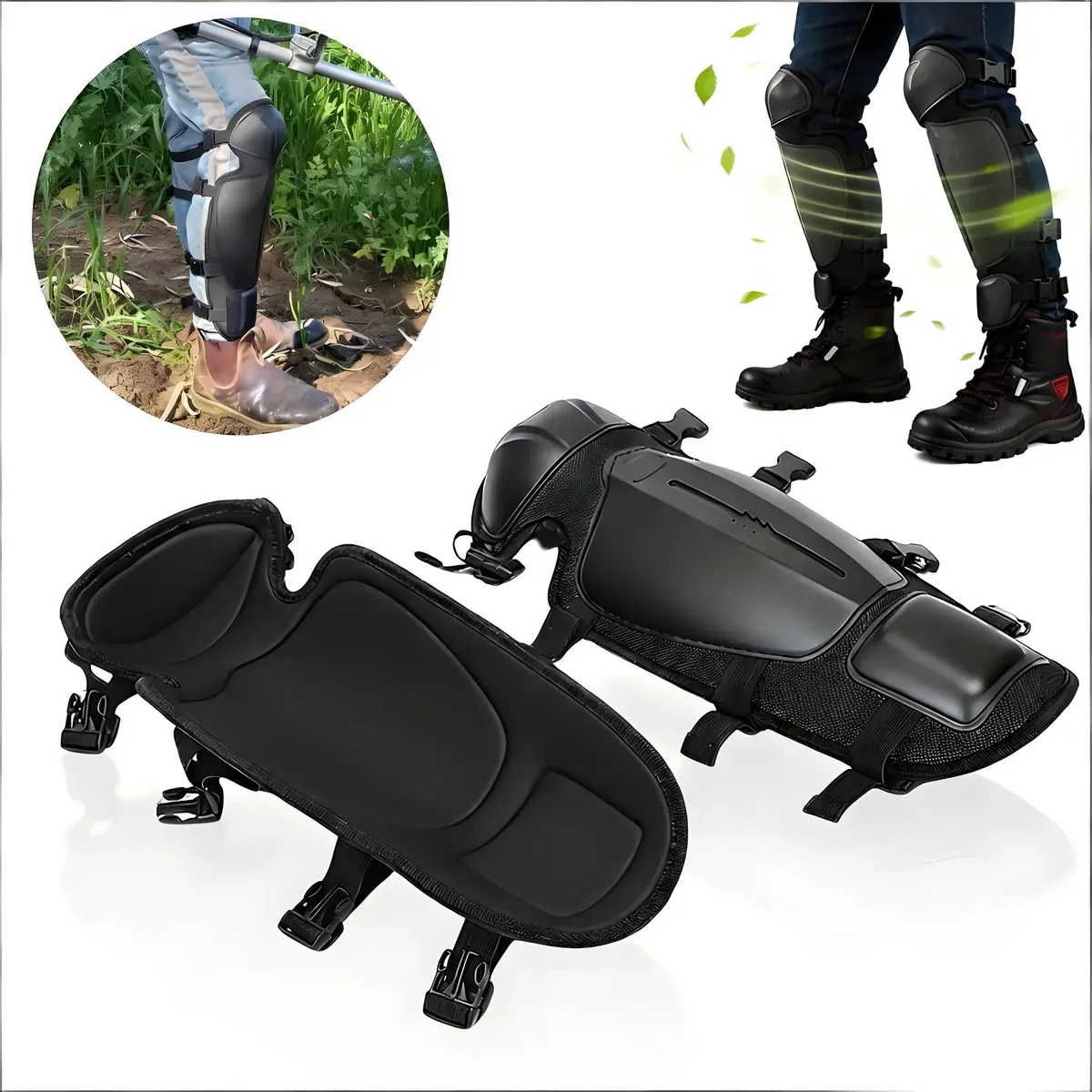 Joelheiras Protective Shin, roçadeira e podadora, joelheiras industriais para trabalhos de construção, 2 peças de jardim, joelheiras para trabalho ao ar livre, joelheiras para motociclistas, proteções