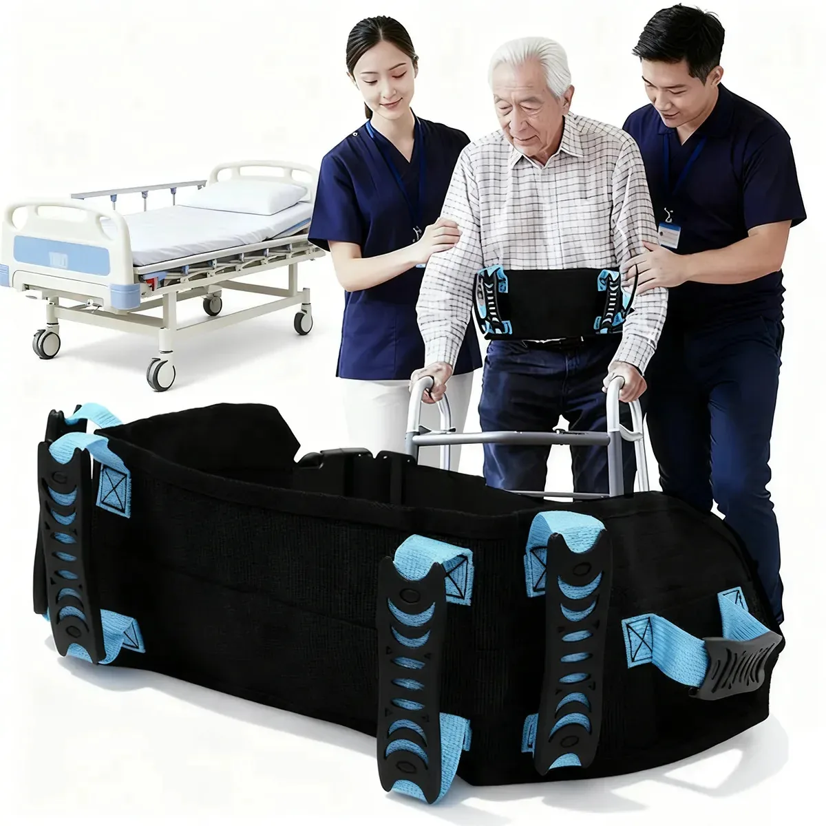 Cinto de tração de cintura respirável para pacientes, cintos para pacientes em movimento, alça de apoio de cama, arnês de cama, anti-queda, idosos