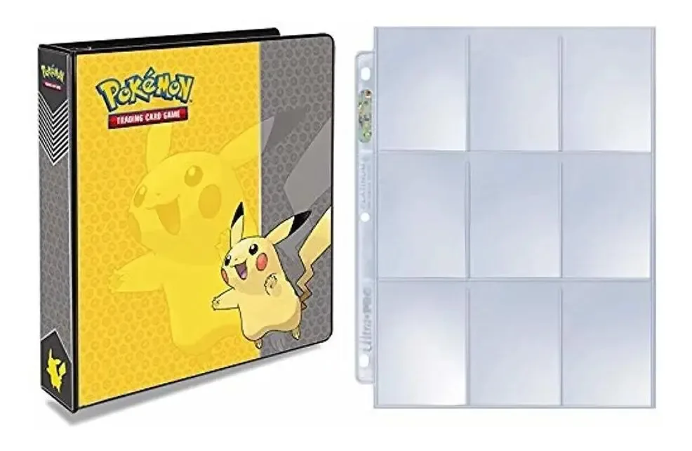 Pasta Pokémon Pikachu de 3 anéis com 25 páginas de platina ultra-profissionais de 9 bolsos, o álbum contém até 1800 cartas Pokémon