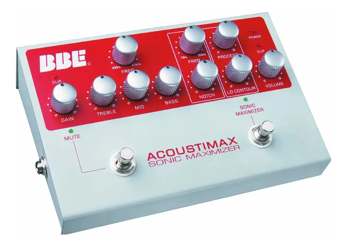 Pedal pré-amplificador Bbe Acoustimax para instrumentos acústicos com maximizador de som totalmente funcional