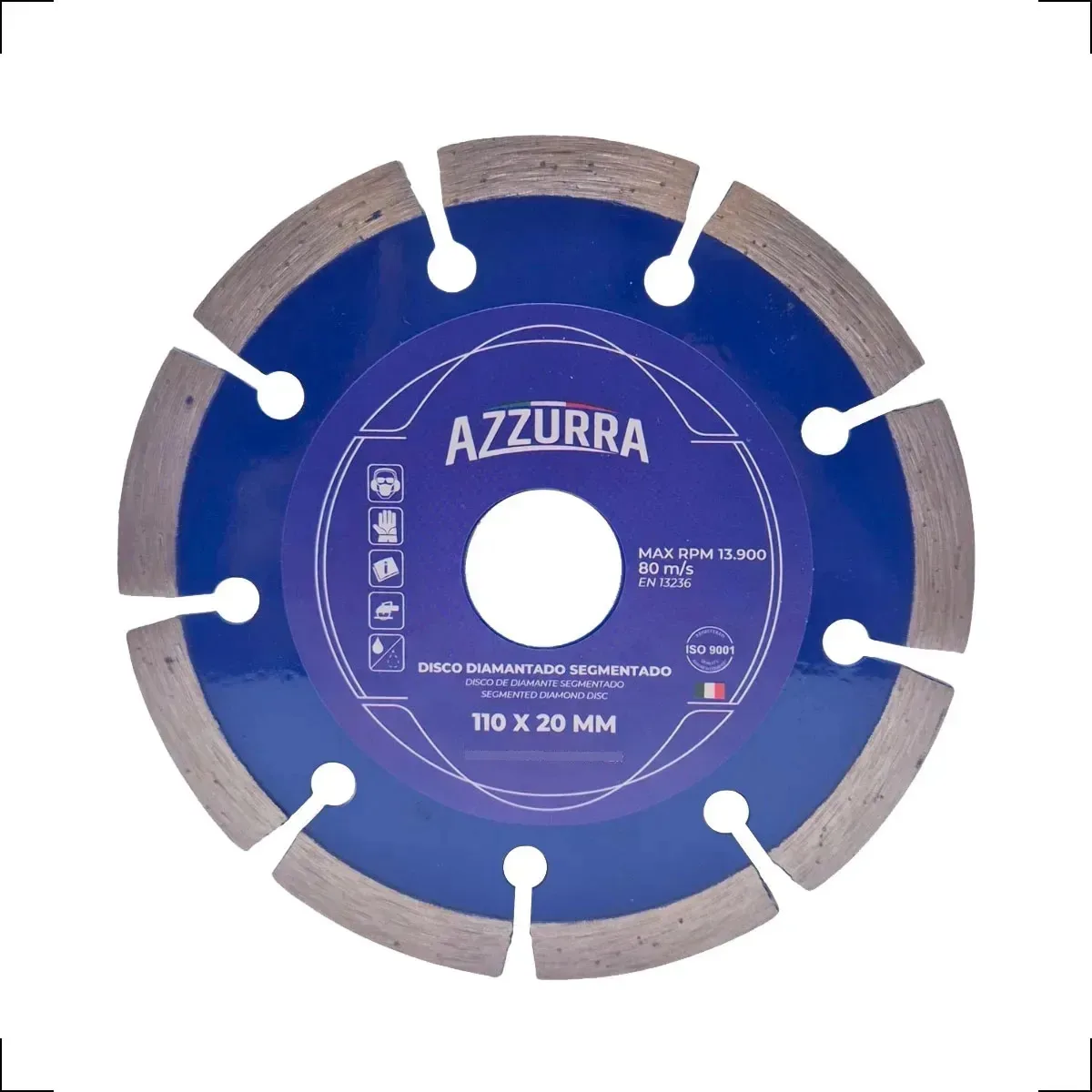 Kit Com 10 Discos Diamantado Segmentado 110x20mm Azul-marinho