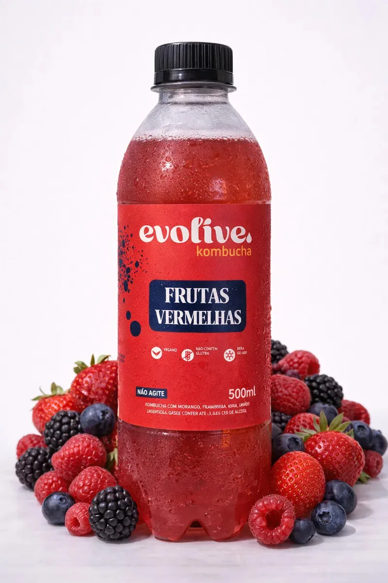 Evolive Kombucha Sabor Frutas Vermelhas 500ml