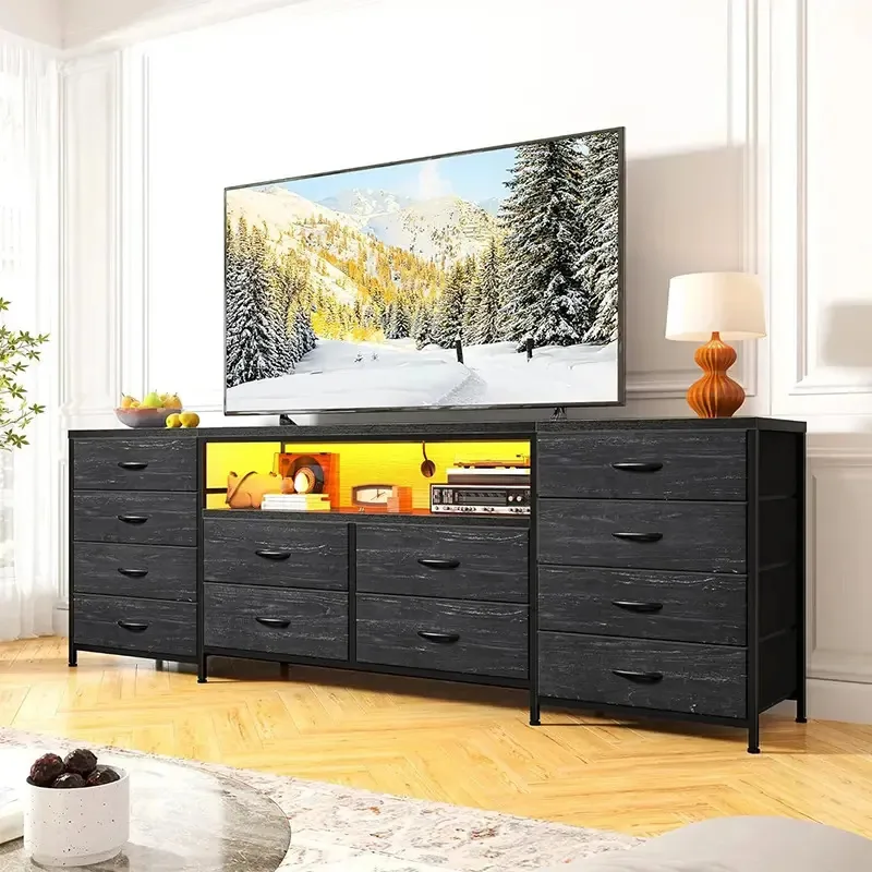 Armário de TV de 160 cm com LED RGB, 2 soquetes e 2 soquetes USB integrados pretos
