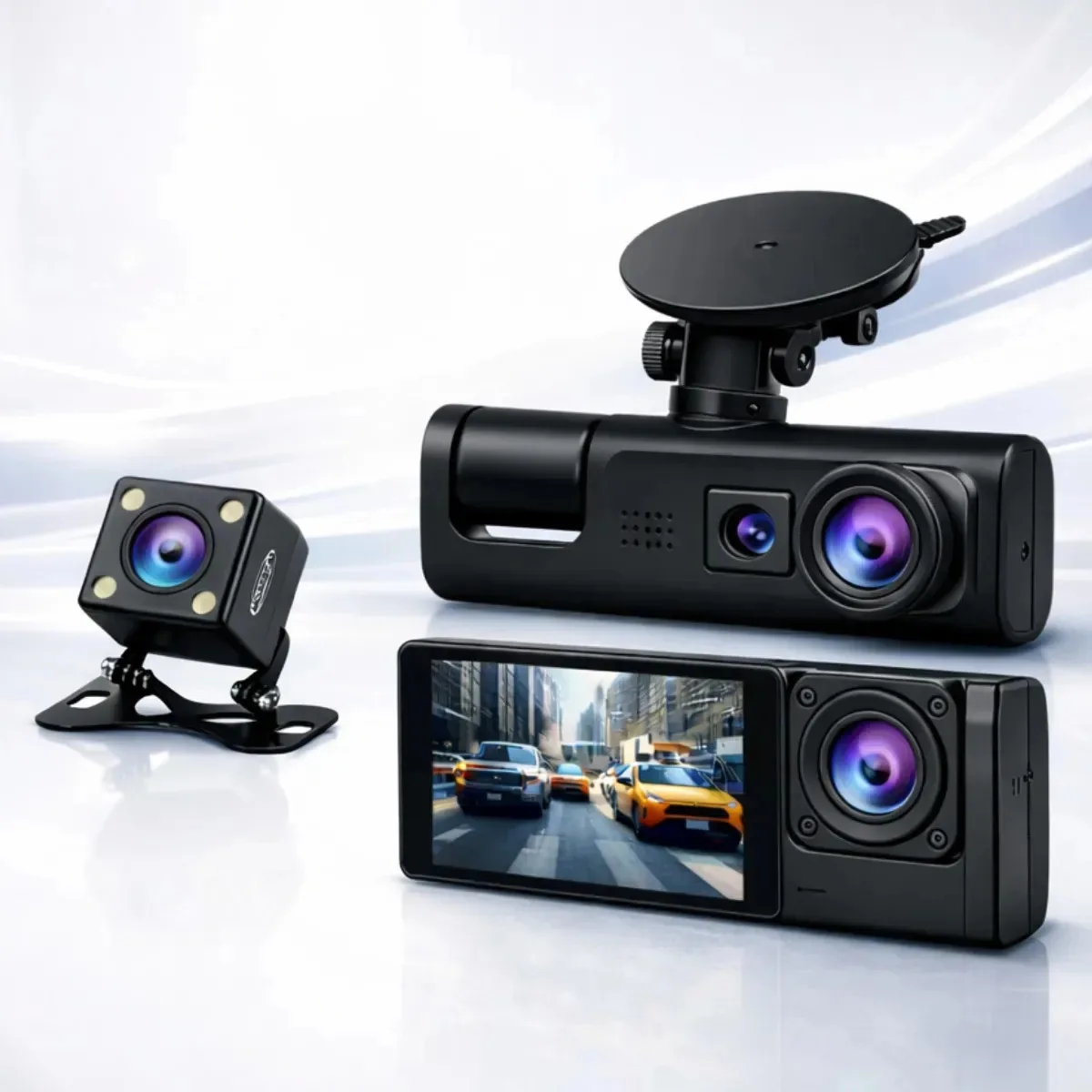 Camera Automotiva Veicular Para Carro 3 Câmeras Multicontrol