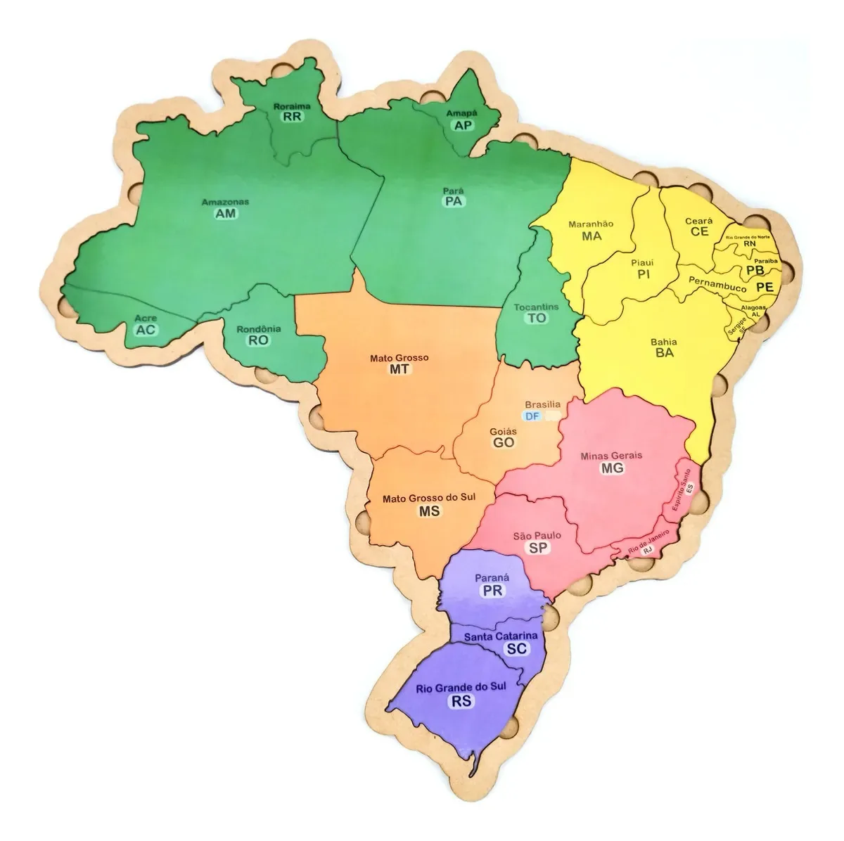 Mapa Brasil Educativo Pedago Madeira Encaixe Regiões Estados