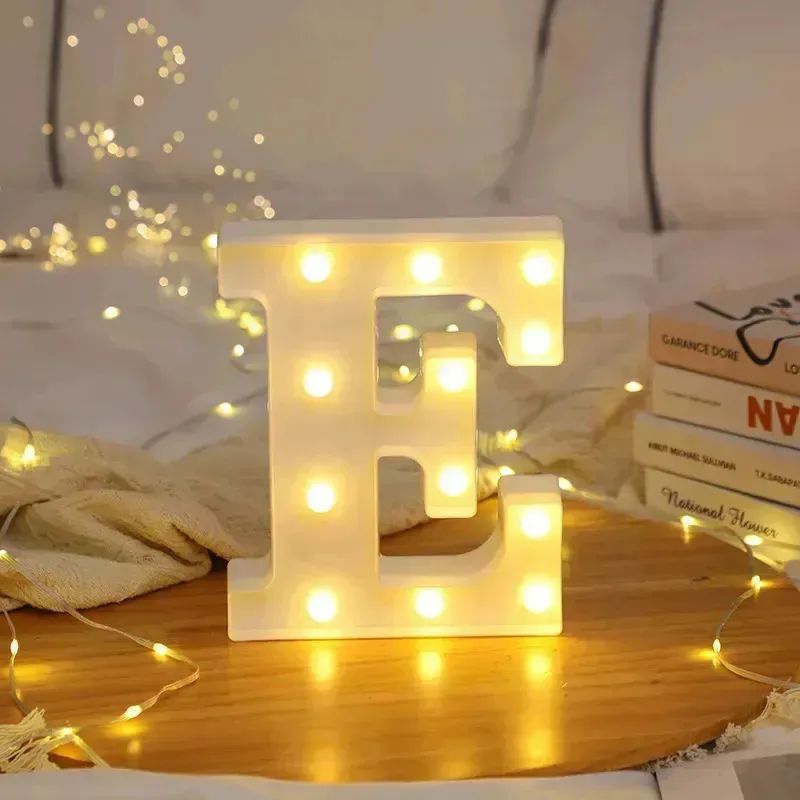 Números, letras, sinais luminosos, luzes LED decorativas para festas, cor E