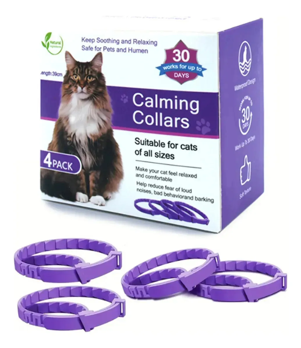 Coleira calmante de feromônios para gatos, pacote com 4 coleiras