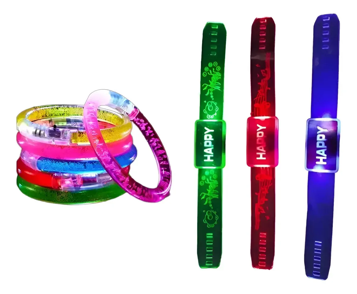 Pacote combinado de pulseiras de luz LED variadas x 20 cotilhões sortidos