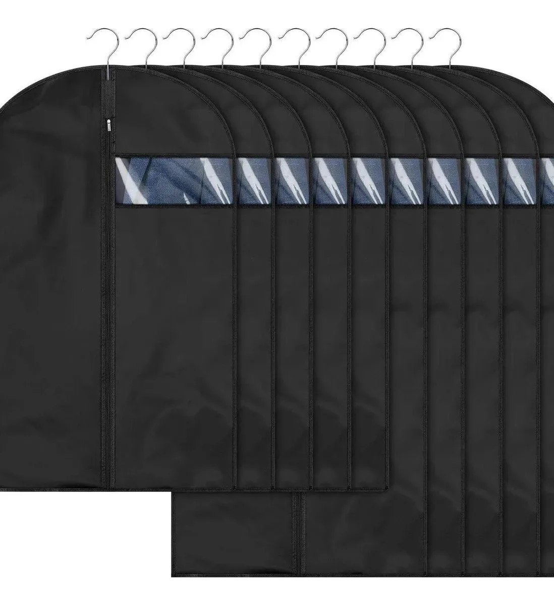 10 bolsas de terno, capas para bolsas de camisa - pretas - pretas