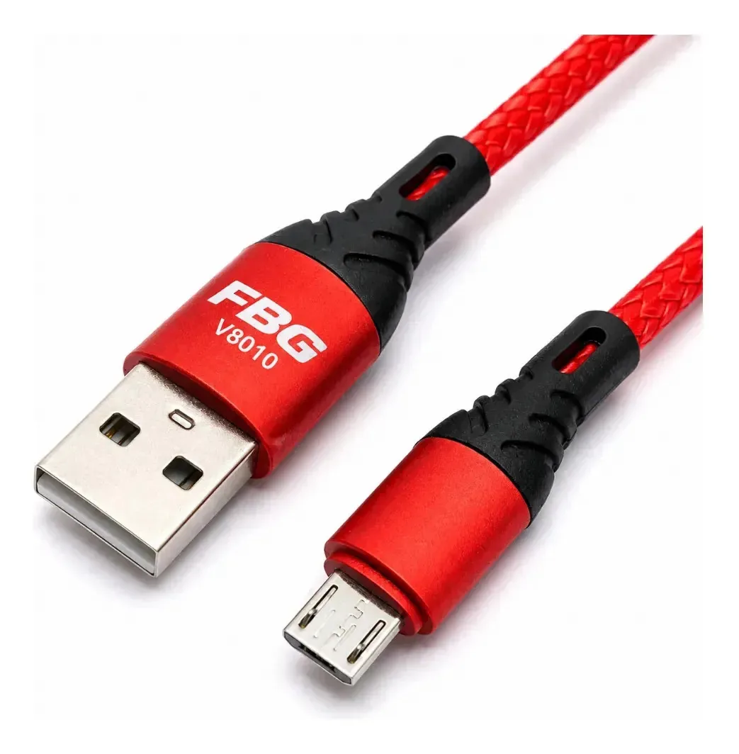 Cabo V8 Compativel Com Celular / Fone De Ouvido E Outros Apa Vermelho