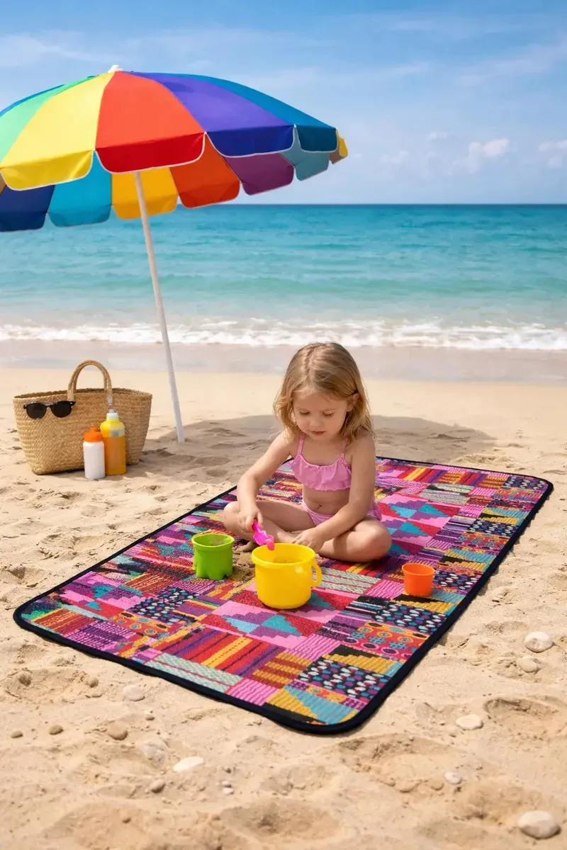 Tapete/esteira De Praia, Sitio Impermeável 150x70cm Cor Africana Rosa