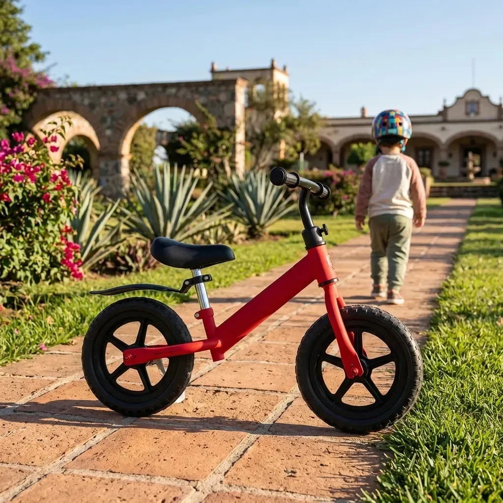 Bicicleta de equilíbrio infantil ajustável sem pedais vermelha, bicicleta de equilíbrio sem pedais Pneus pneumáticos infantis. Esta bicicleta infantil foi projetada para crianças